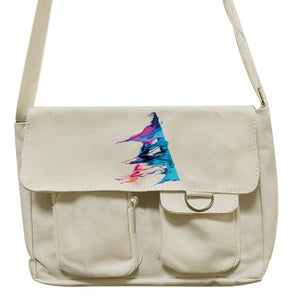 Canvas Messenger Bag Crossbody Paint Initial Series Large Tote