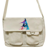 Canvas Messenger Bag Crossbody Paint Initial Series Large Tote