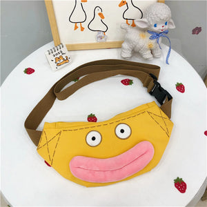 Funny Canvas Crossbody Handbag Zipper Purse Waist Pack