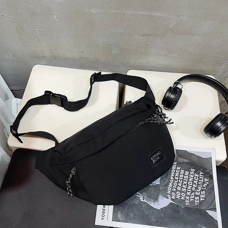 Unisex Nylon Waist Bags Street Hip Hop Belt Bag High Capacity Chest B