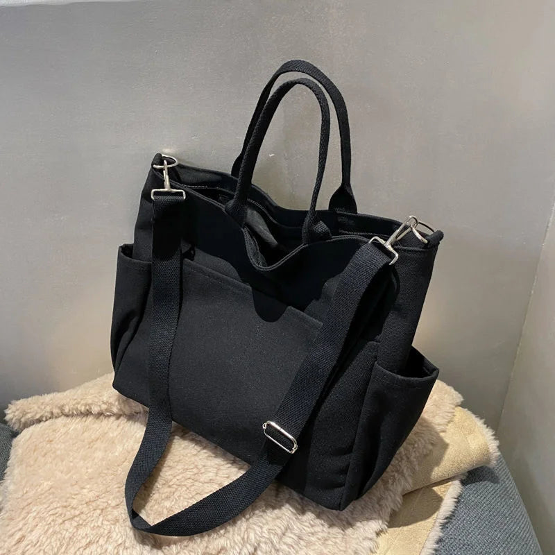 One Shoulder Crossbody Bag Double Canvas School Pack
