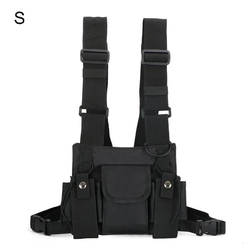 Unisex Outdoor Adjustable Vest Chest Hanging Bag Double Shoulder Waist Pouch