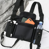 Unisex Outdoor Adjustable Vest Chest Hanging Bag Double Shoulder Waist Pouch