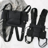 Unisex Outdoor Adjustable Vest Chest Hanging Bag Double Shoulder Waist Pouch
