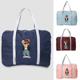 Bear Print Series Folding Luggage Bag Large Capacity Organizer Zipper Handbag