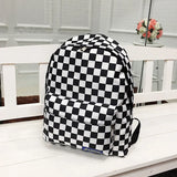Plaid Nylon Female Travel Laptop Backpack Schoolbags