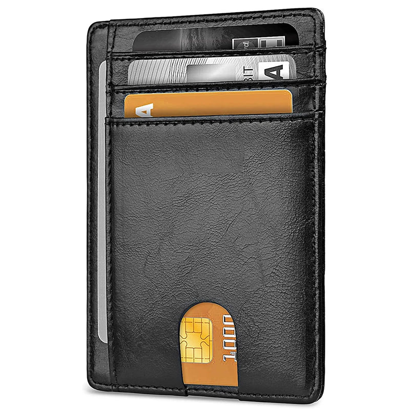 RFID Blocking Leather Wallet Slim Front Pocket Unisex