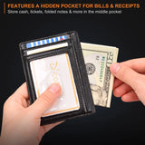 RFID Blocking Leather Wallet Slim Front Pocket Unisex