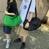 Sporty Style Neon Green Messenger Shoulder Bag