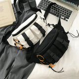 Unisex Street Waist Bags Casual Solid Chest Bags Canvas Women Men Zipper Fanny B
