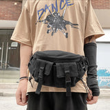 Unisex Street Waist Bags Casual Solid Chest Bags Canvas Women Men Zipper Fanny B