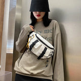 Unisex Street Waist Bags Casual Solid Chest Bags Canvas Women Men Zipper Fanny B