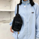 Unisex Street Waist Bags Casual Solid Chest Bags Canvas Women Men Zipper Fanny B