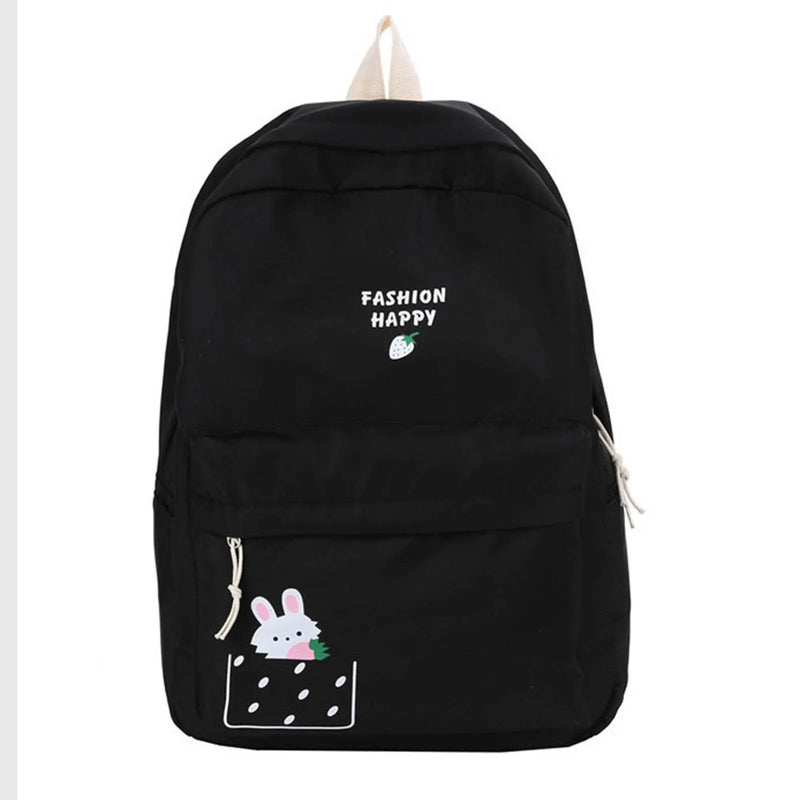 Unisex Rabbit Print Students Backpack Outdoor Leisure Schoolbag Rucksack
