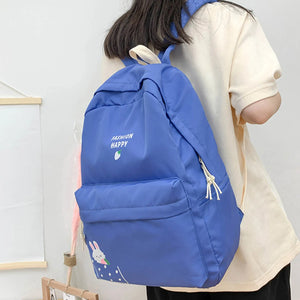 Unisex Rabbit Print Students Backpack Outdoor Leisure Schoolbag Rucksack