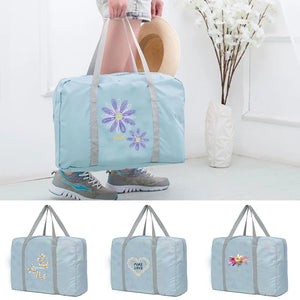 Weekend Bag Organizer Daisy Pattern Foldable Unisex Travel Large Capacity
