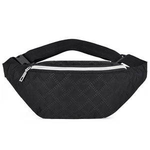 Quilted Waist Fanny Pack Large Capacity Unisex Hip Bum Bag for Travel