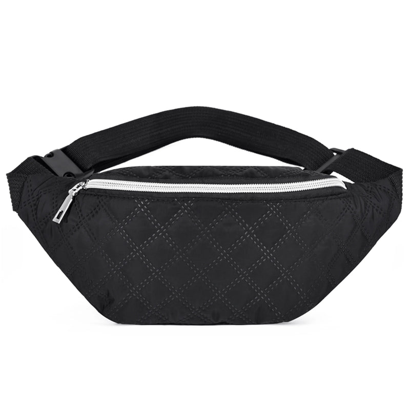 Quilted Waist Fanny Pack Large Capacity Unisex Hip Bum Bag for Travel