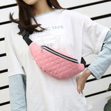 Quilted Waist Fanny Pack Large Capacity Unisex Hip Bum Bag for Travel