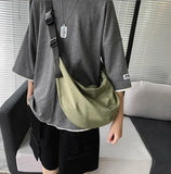 Unisex Messenger Bag Solid Color College Student Shoulder Bag