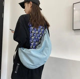 Unisex Messenger Bag Solid Color College Student Shoulder Bag