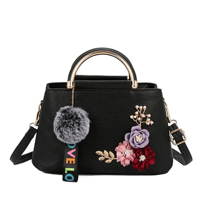 PU Leather Sticky Flower Women Handbag Small Crossbody Bag