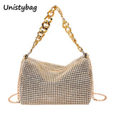 Unistybag Diamonds Chain Crossbody Bag Rhinestones Small Tote Bags Clutch