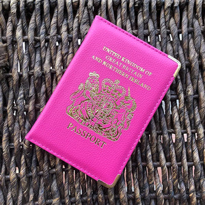 UK British Passport Cover Pink Case for Women