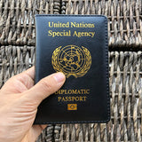 UN Diplomatic Passport Cover, Blue Leather Holder