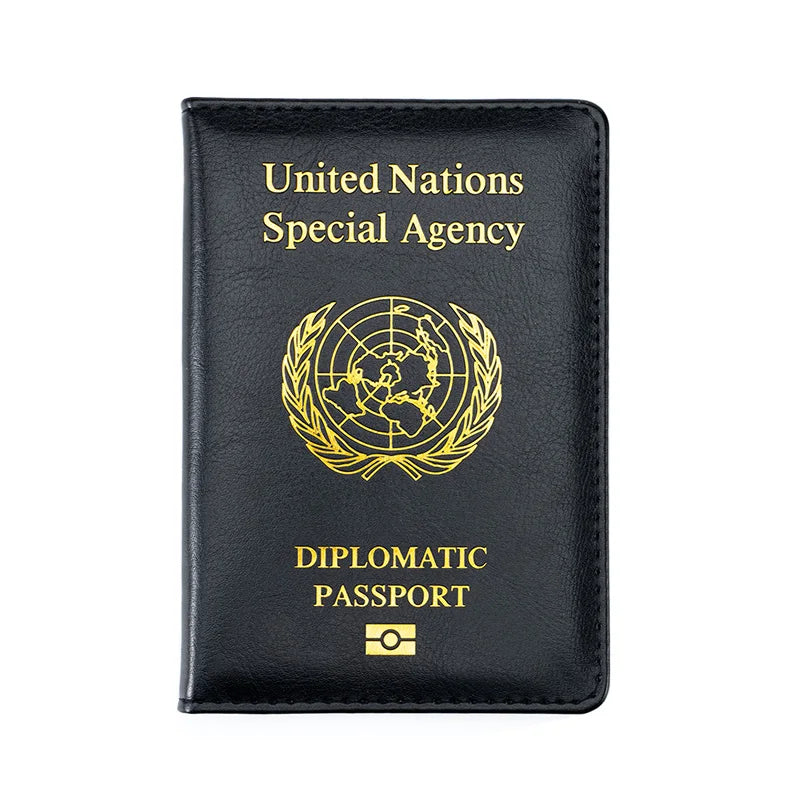 UN Diplomatic Passport Cover, Blue Leather Holder