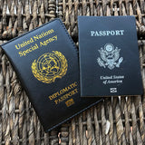 UN Diplomatic Passport Cover, Blue Leather Holder