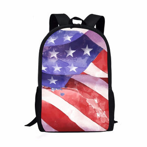 USA Flag School Backpack Kids Large Capacity Bag Boys Girls Students Mochila