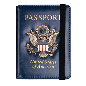 USA RFID Men's Wallet & Passport Cover Case Holder Blocking Leather Travel