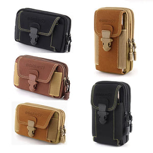 Universal 7'' Waterproof Canvas Phone Bag Outdoor Travel Waist Belt Pouch