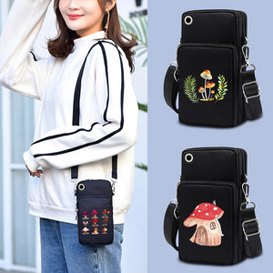Universal Shoulder Crossbody Mobile Phone Bag Mushroom Pattern Arm Pouch