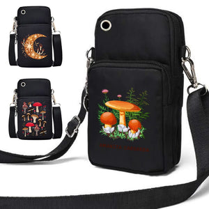 Universal Arm Pouch Shoulder Crossbody Bag Waterproof Mushroom Print
