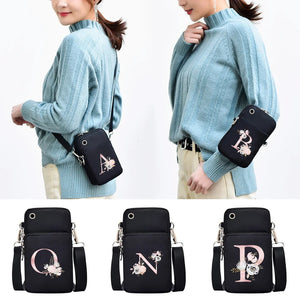 Waterproof Phone Cover Bag 26 Letter Pink Flower Wrist Bag