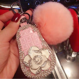 Rhinestone Car Key Bag Protective Sleeve Leather Rope Creative Bag
