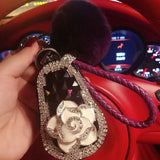 Rhinestone Car Key Bag Protective Sleeve Leather Rope Creative Bag
