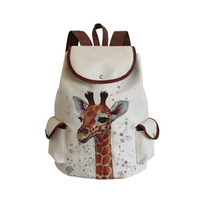 Watercolor Animal Giraffe Print Women's Backpack