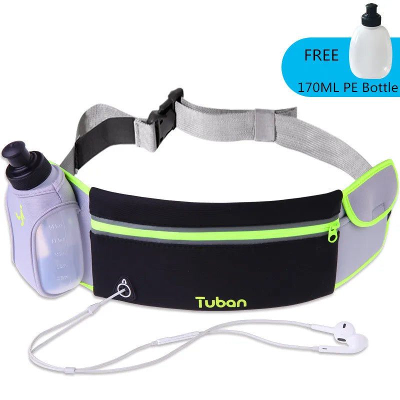 Unisex Running Waist Bag with Water Bottle Waterproof Phone bag