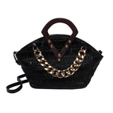 Irregular Crossbody Bag with Wood Handle