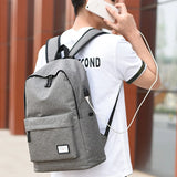 Canvas Laptop Backpack USB Charging 15.6 Inch College School Bag