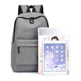 Canvas Laptop Backpack USB Charging 15.6 Inch College School Bag