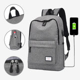 Canvas Laptop Backpack USB Charging 15.6 Inch College School Bag