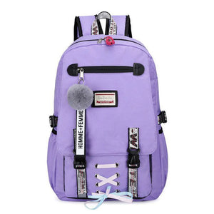 USB Port School Backpack for College Students Women Girls Bag Mochila