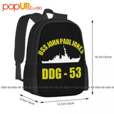 USS John DDG 53 Navy Battleship Backpack Large Capacity Print