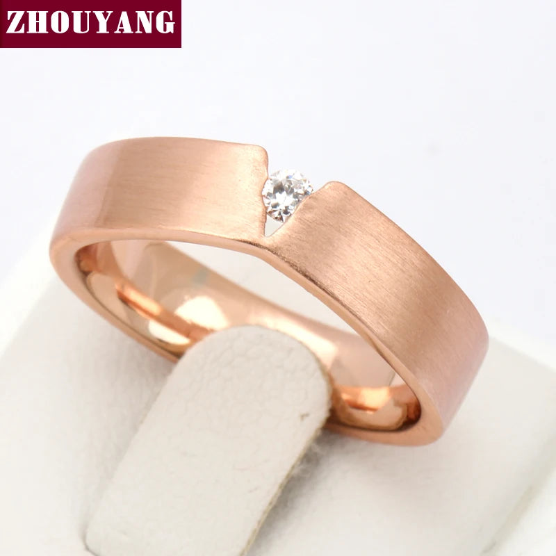 'V' Wire Drawing Process Rose Austrian Crystals Ring For Women Wedding ZYR386 ZY
