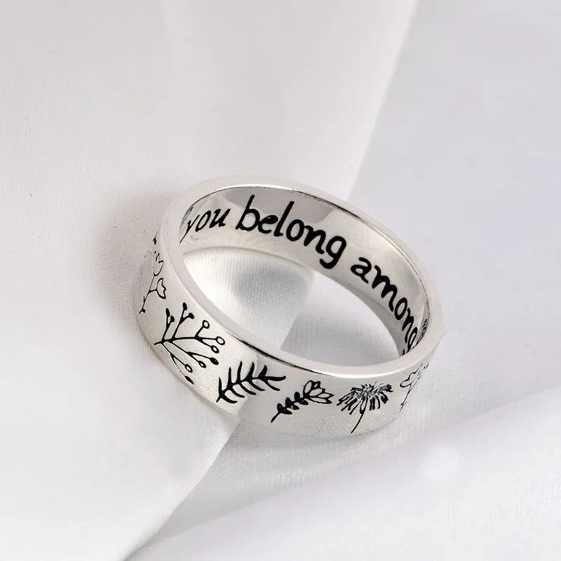 925 Silver Pastoral Flower Couple Rings Vintage Engagement Jewelry