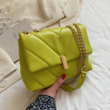 V-line Chain Green Crossbody Bag For Women